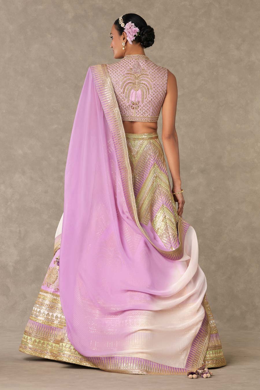 Lilac Anar-Phool Embroidered Lehenga Set