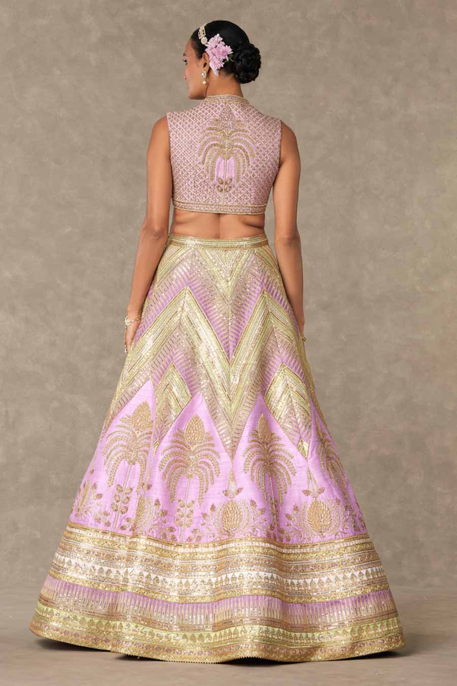 Lilac Anar-Phool Embroidered Lehenga Set