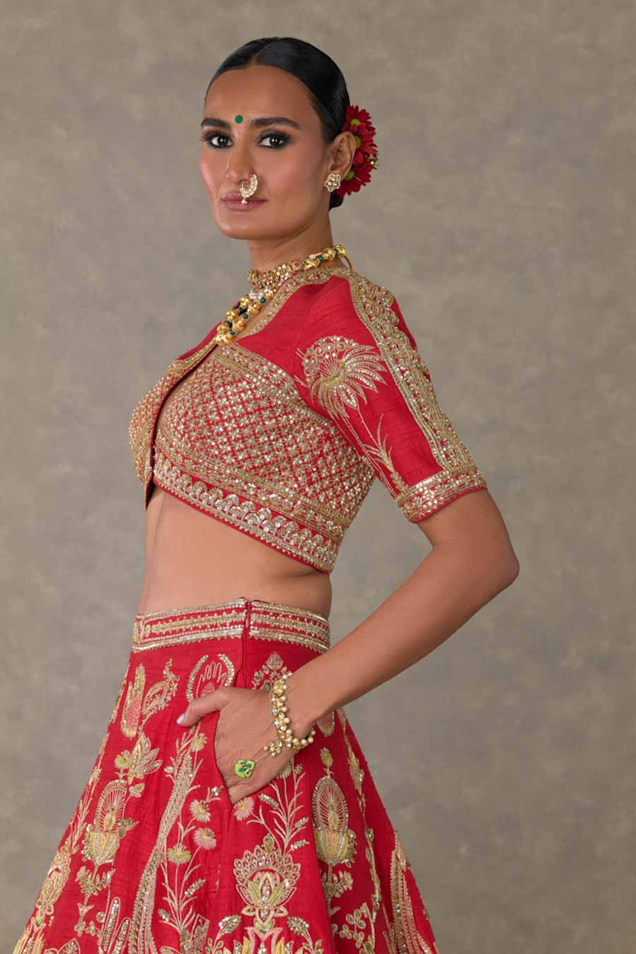 Red Bagh-E-Bahar Embroidered Lehenga Set