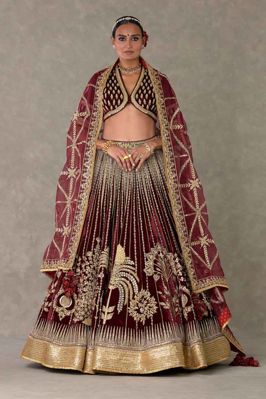 Wine Dil- Chidiya Embroidered Lehenga Set