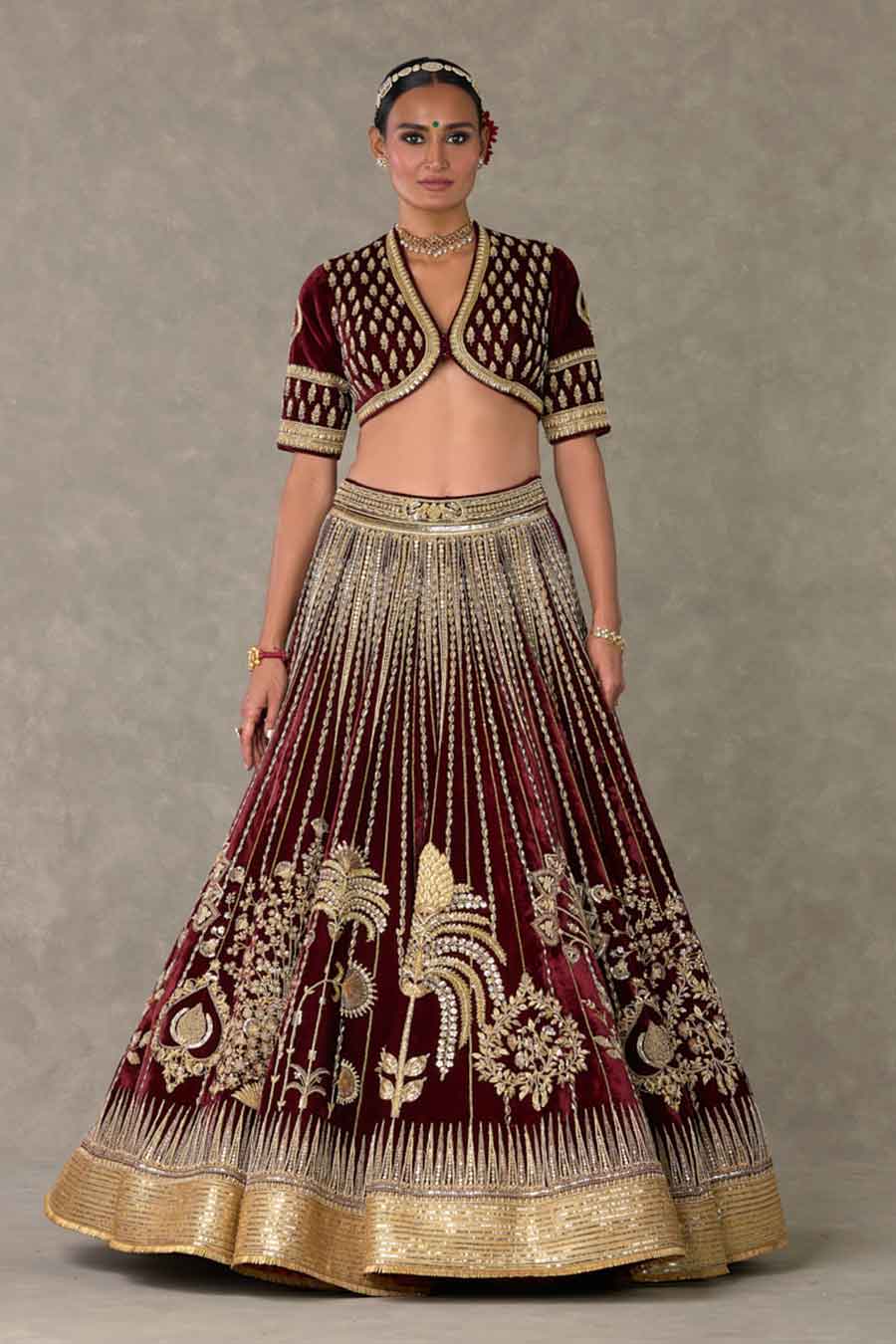 Wine Dil- Chidiya Embroidered Lehenga Set