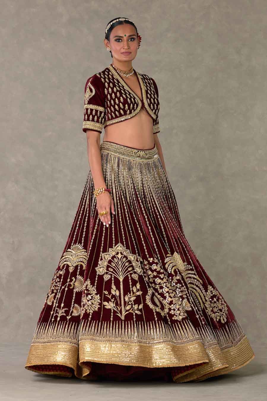 Wine Dil- Chidiya Embroidered Lehenga Set