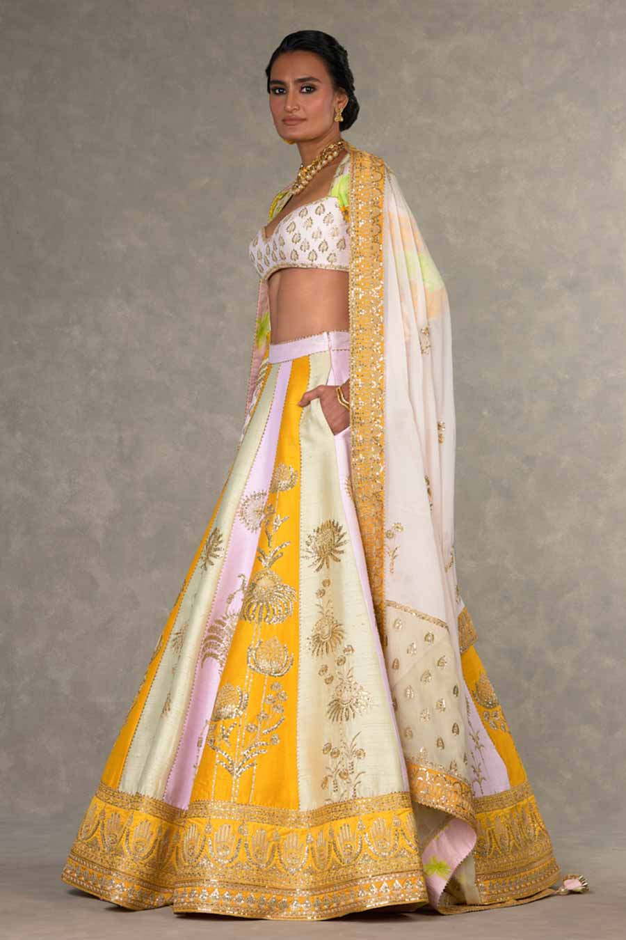 Multicolour Nimbu Mirchi Embroidered Lehenga Set