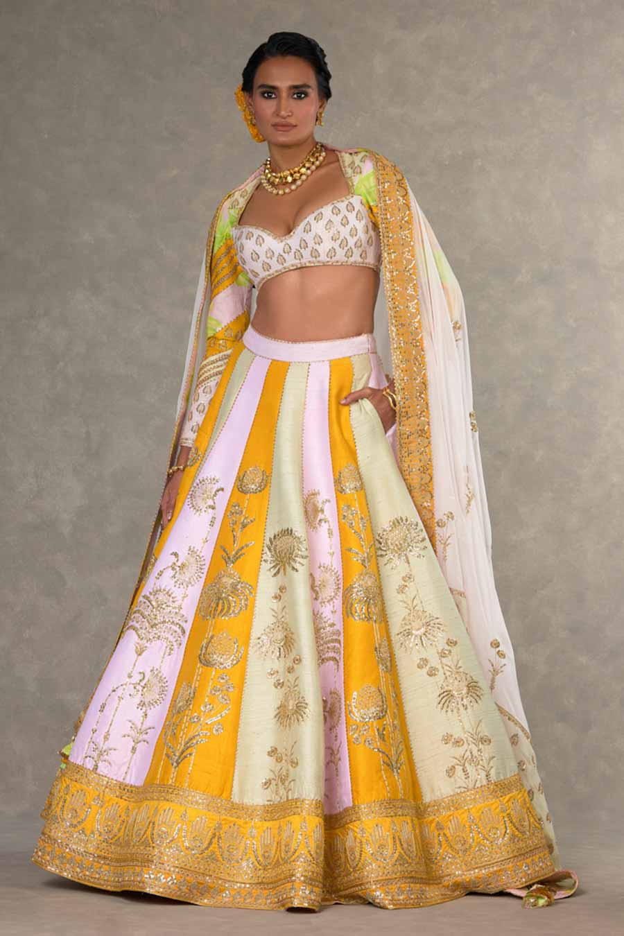 Multicolour Nimbu Mirchi Embroidered Lehenga Set