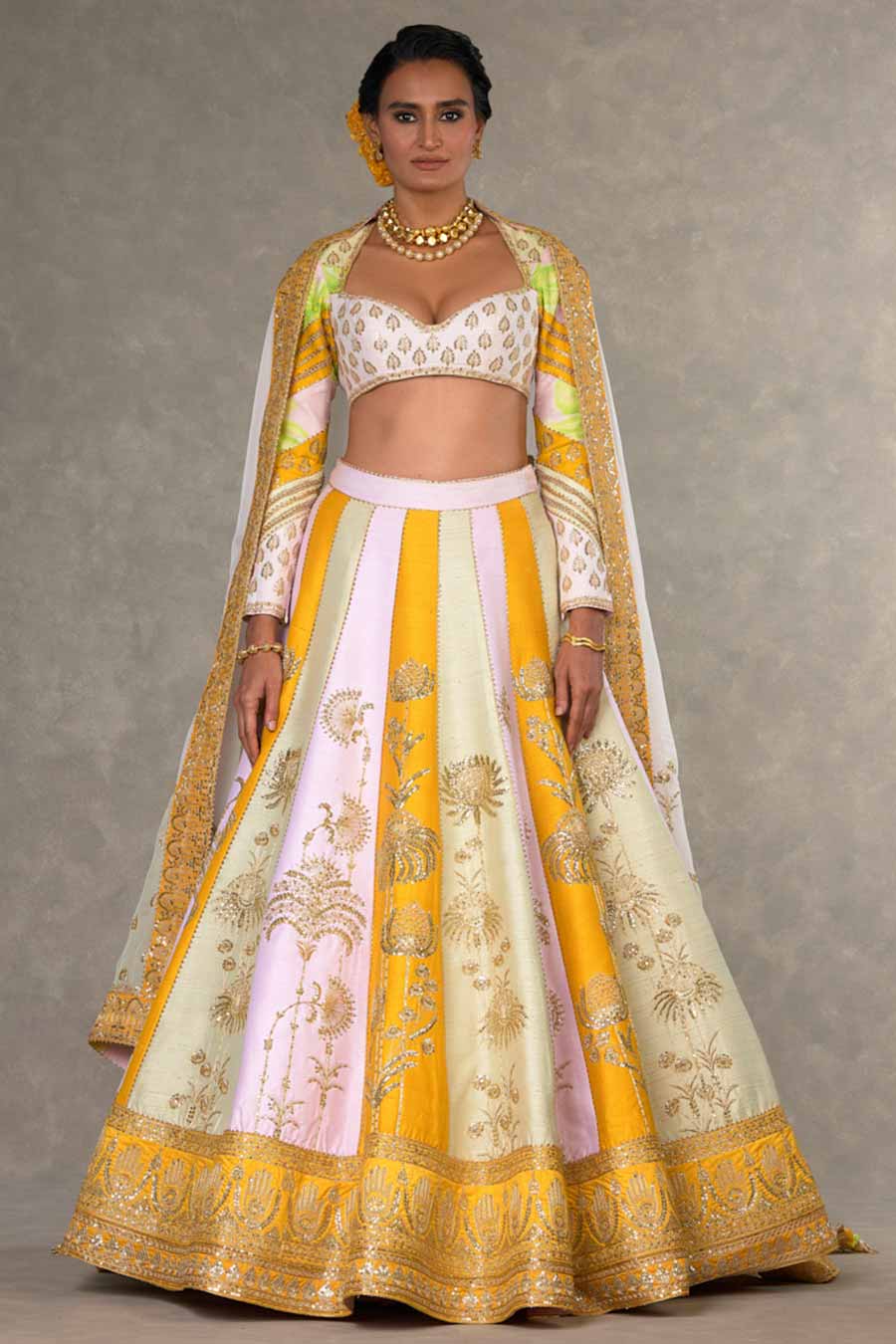 Multicolour Nimbu Mirchi Embroidered Lehenga Set