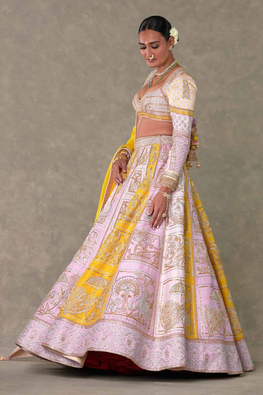 Multicolour Kasata Embroidered Lehenga Set