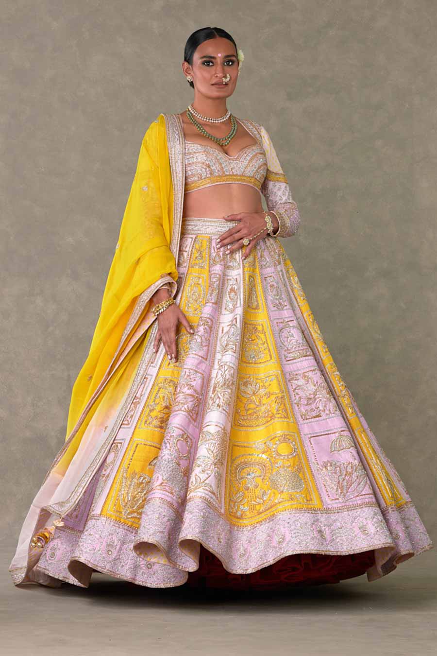 Multicolour Kasata Embroidered Lehenga Set