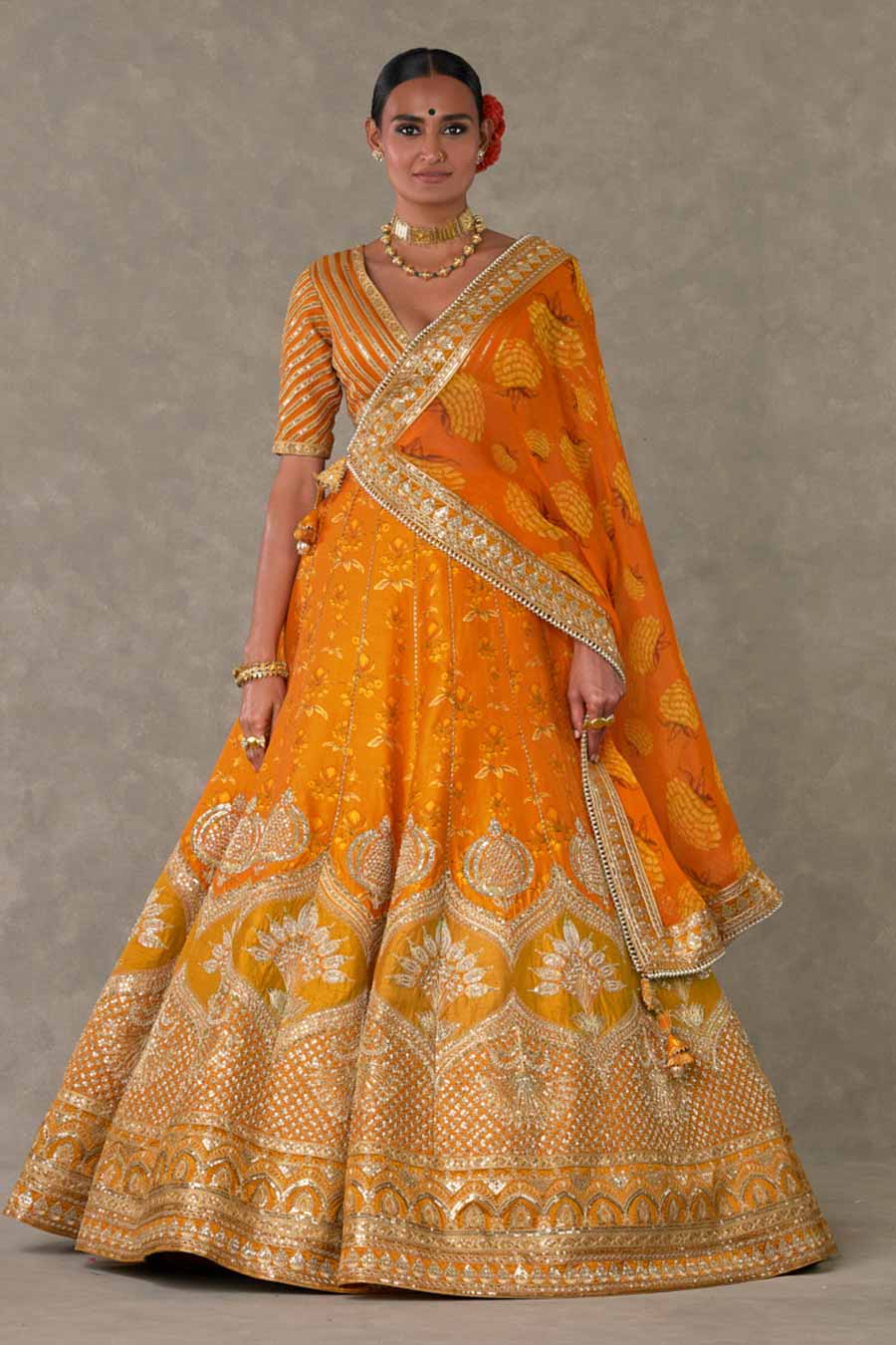 Rust Narangi-Bagh Embroidered Lehenga Set