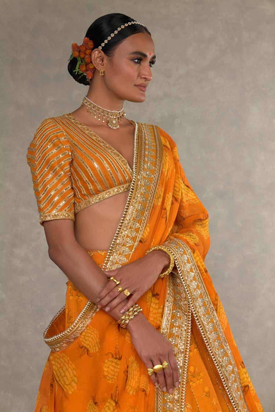 Rust Narangi-Bagh Embroidered Lehenga Set