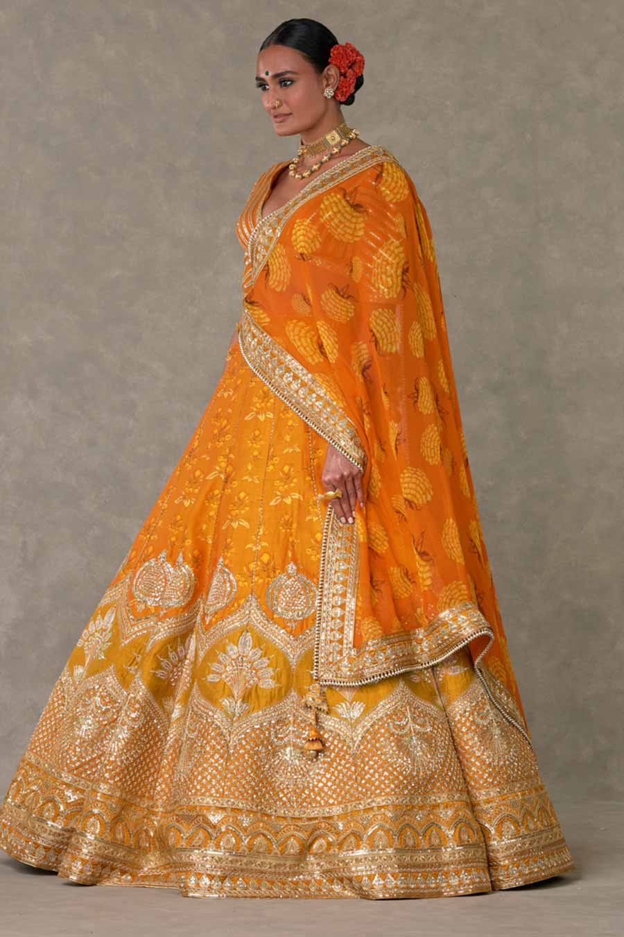 Rust Narangi-Bagh Embroidered Lehenga Set