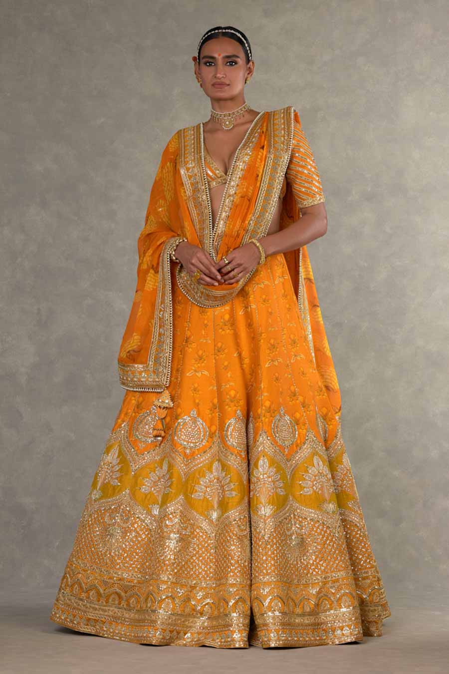 Rust Narangi-Bagh Embroidered Lehenga Set