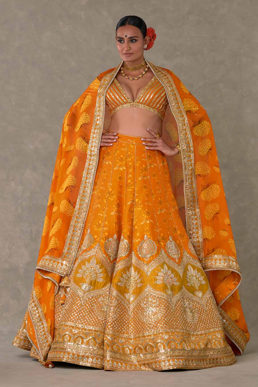 Rust Narangi-Bagh Embroidered Lehenga Set