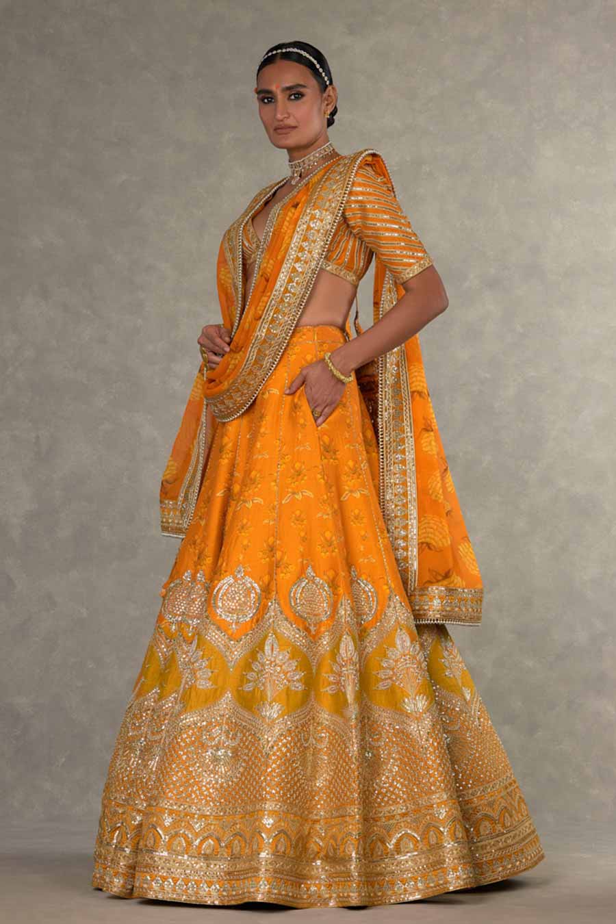 Rust Narangi-Bagh Embroidered Lehenga Set