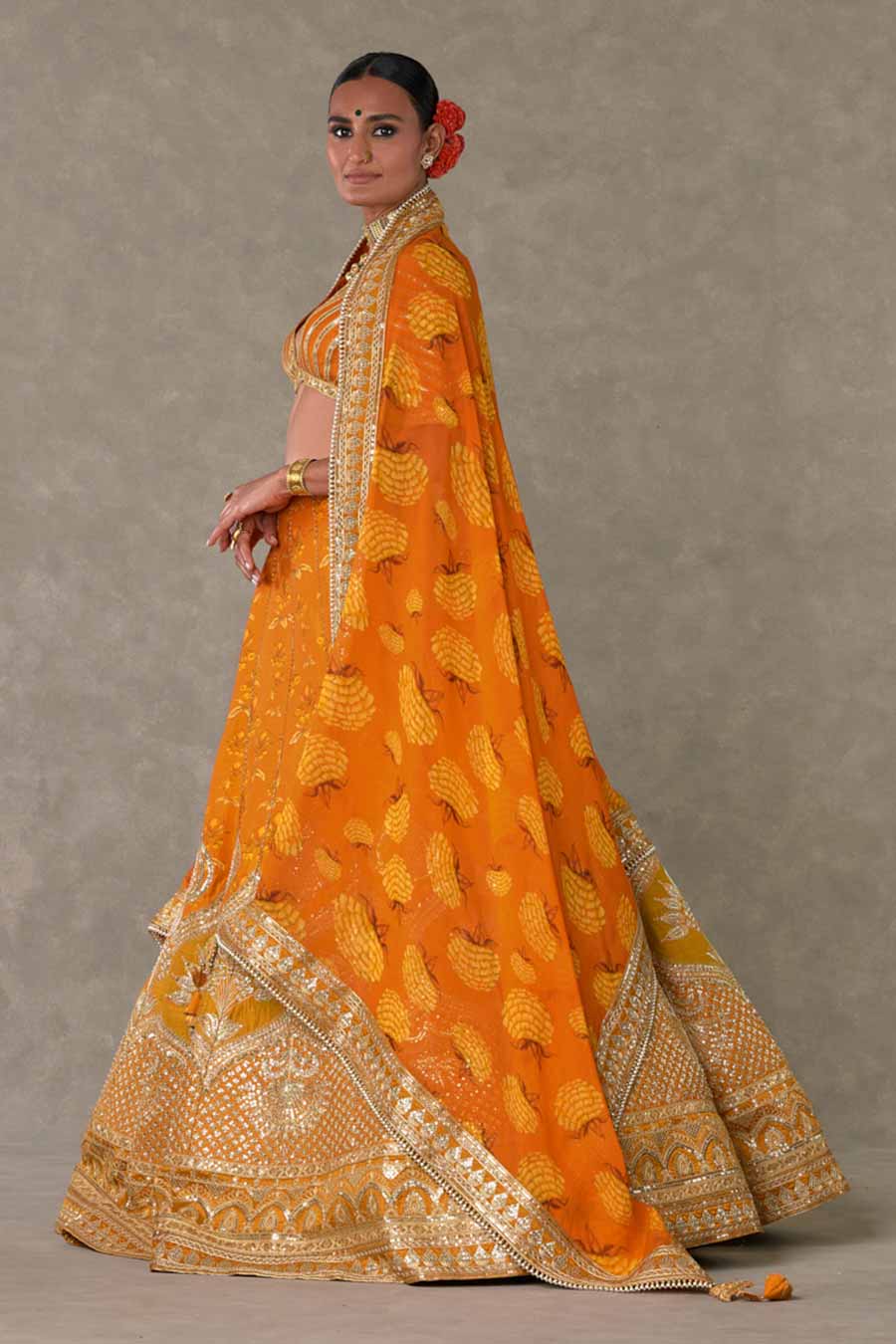 Rust Narangi-Bagh Embroidered Lehenga Set