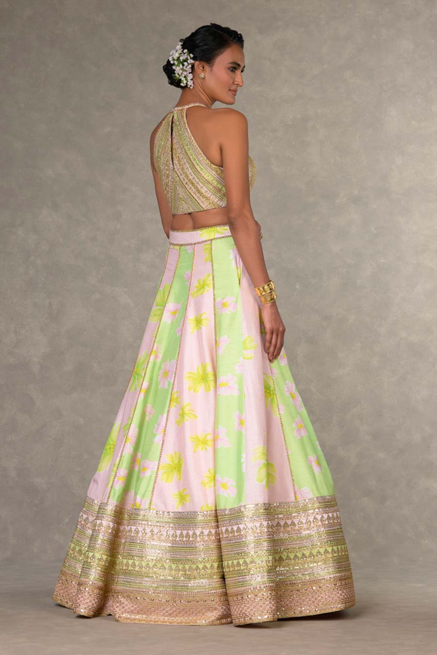 Mint & Pink Parijat Sorbet Embroidered Lehenga Set