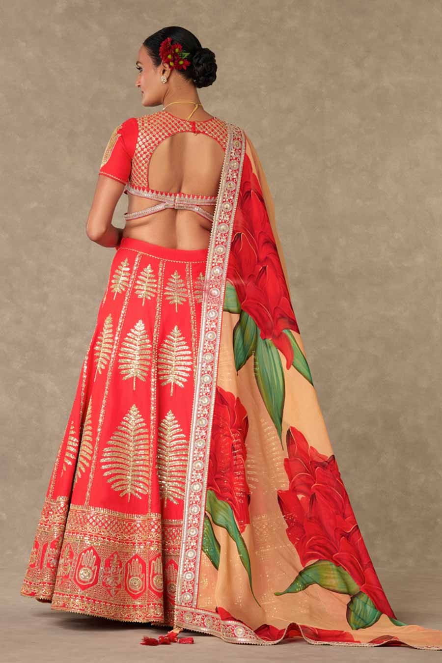 Red Paan Patti Embroidered Lehenga Set