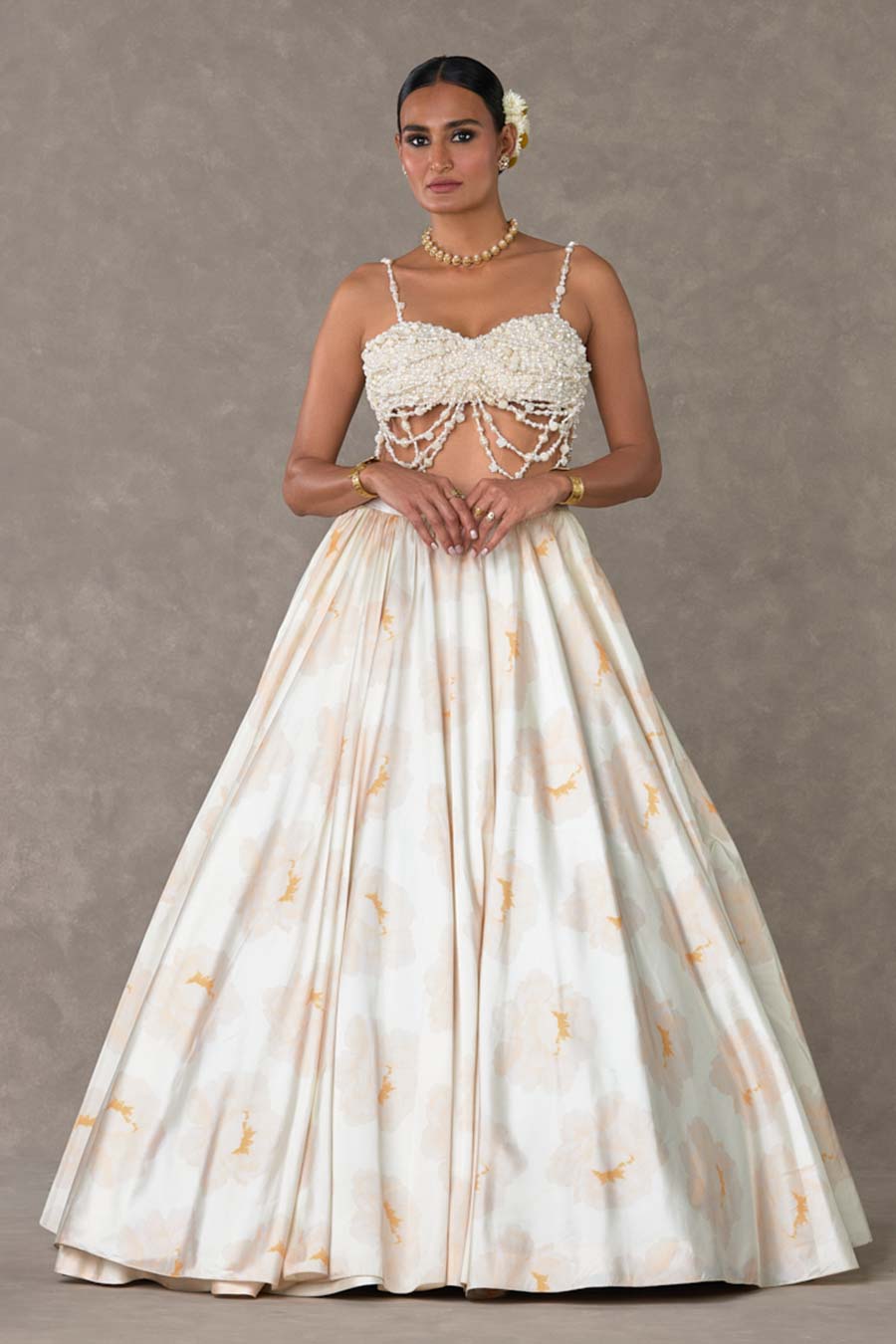 Ivory Nurvi Embroidered Skirt Set