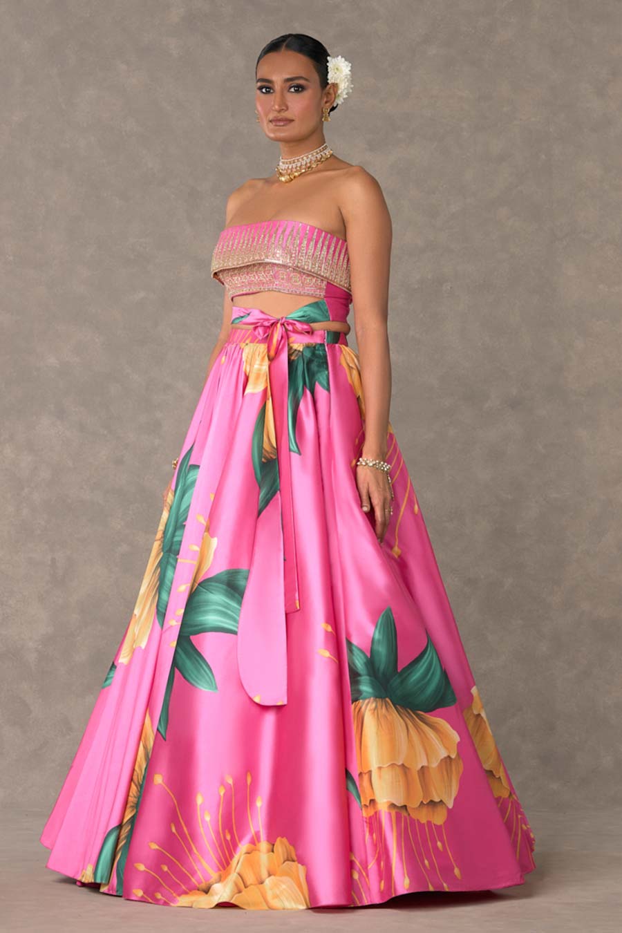 Rani Pink Masakali Embroidered Top & Skirt Set