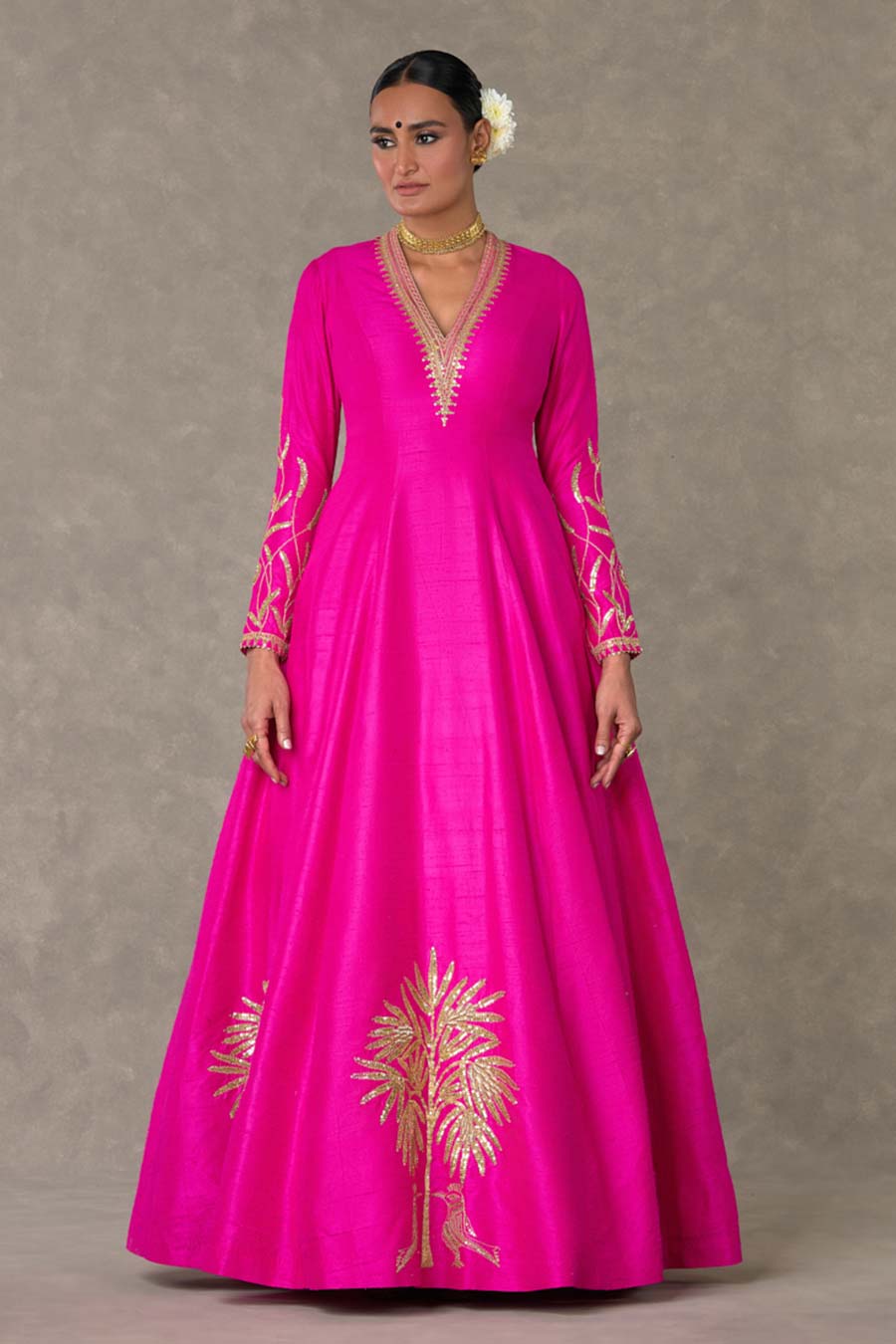 Rani Pink Shajara Embroidered Gown