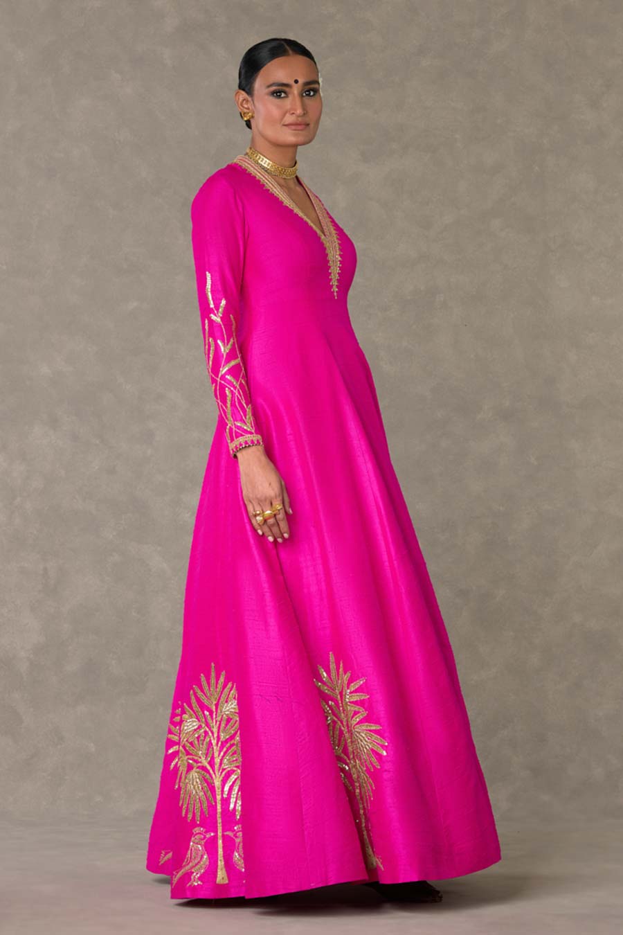 Rani Pink Shajara Embroidered Gown