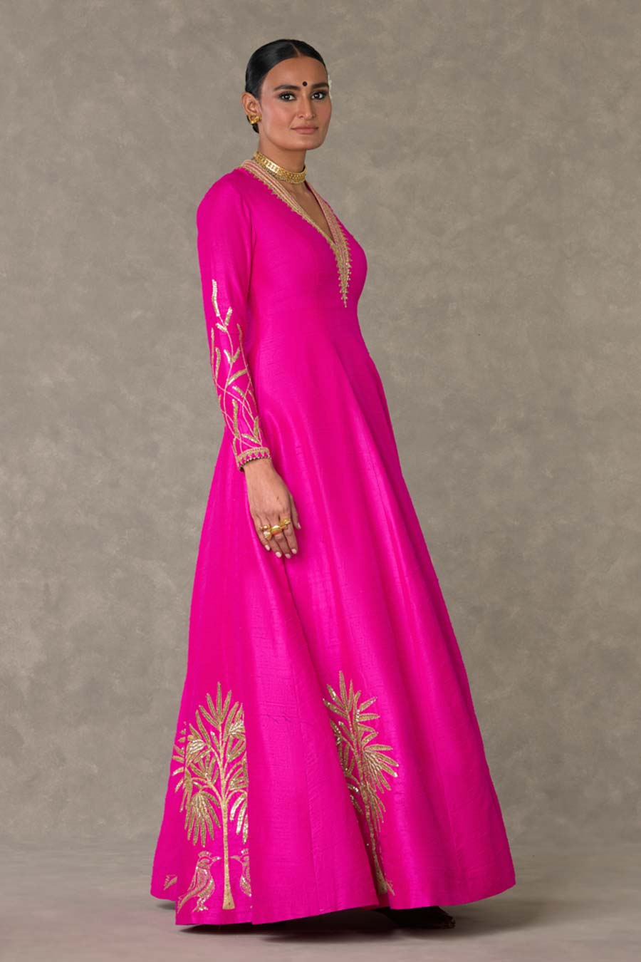 Rani Pink Shajara Embroidered Gown
