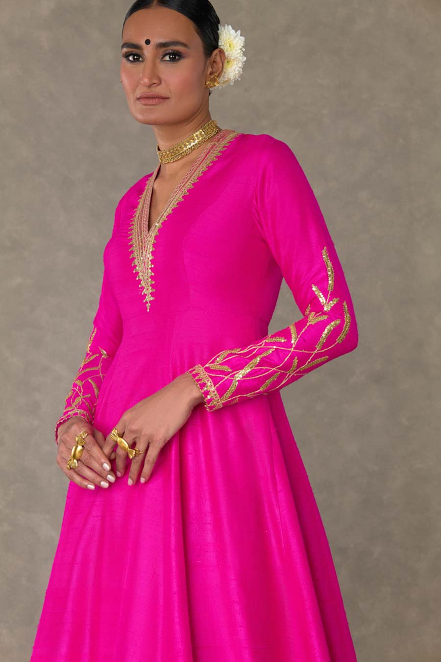 Rani Pink Shajara Embroidered Gown