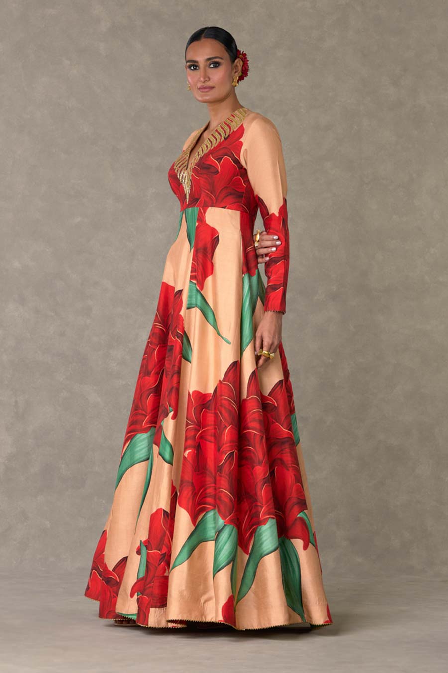 Salmon Candy Swirl Printed Gown