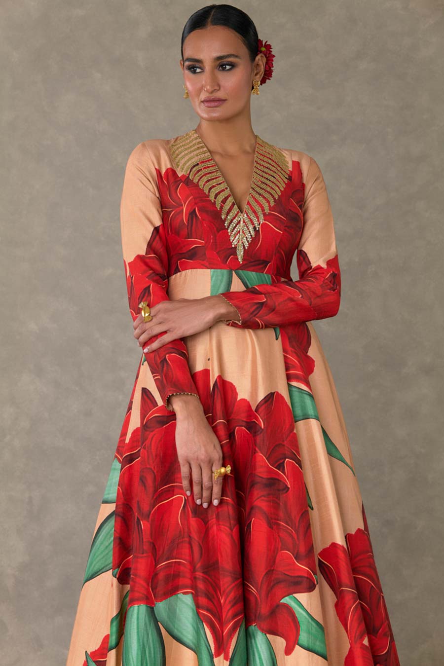 Salmon Candy Swirl Printed Gown