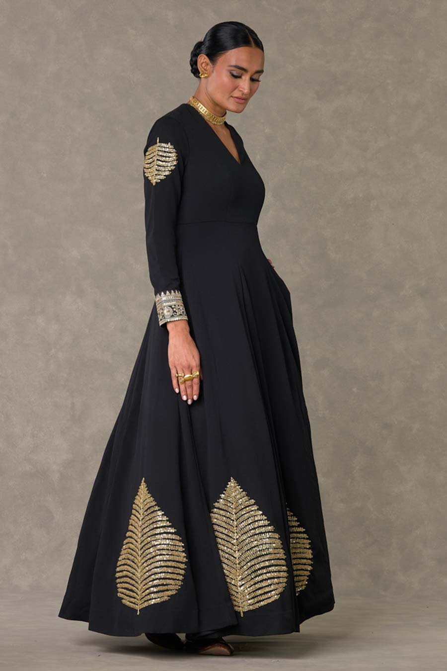 Black Kashmiri-Patti Embroidered Gown