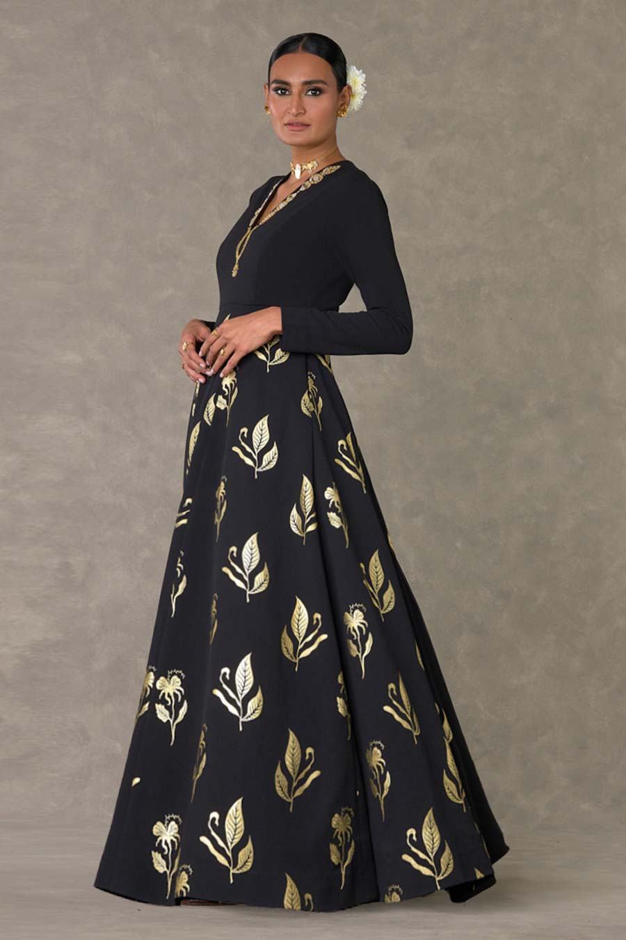 Black Embroidered Anarkali Gown