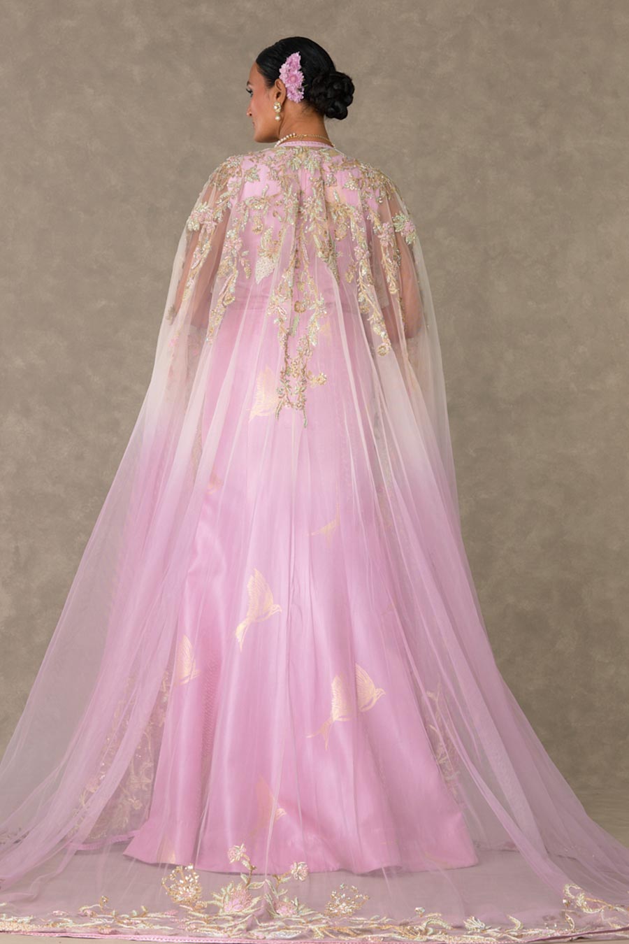 Barfi Pink Son-Chidiya Embroidered Gown with Trail