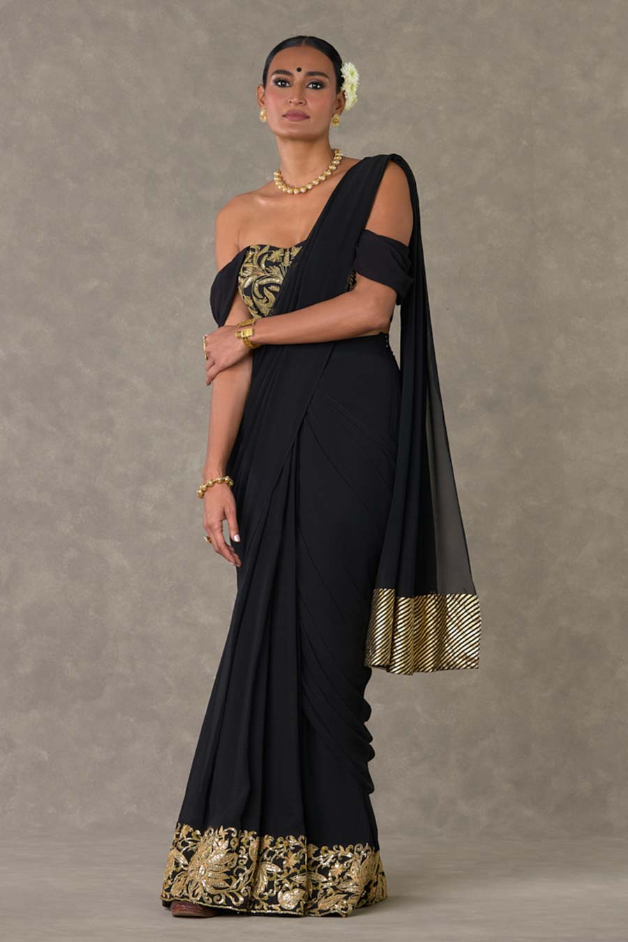 Black Neel- Kamal Embroidered Saree