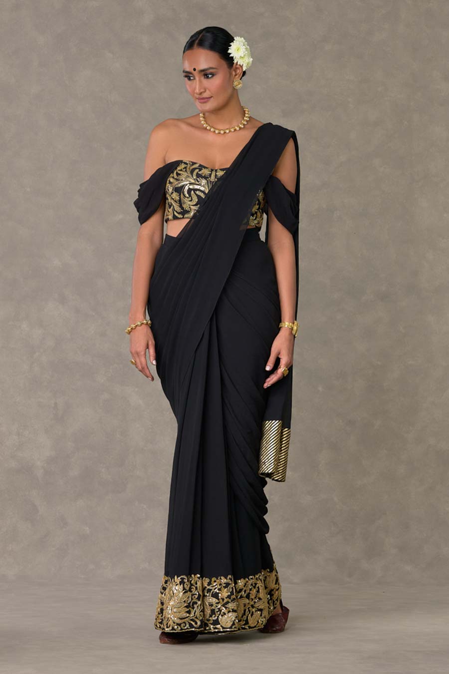 Black Neel- Kamal Embroidered Saree