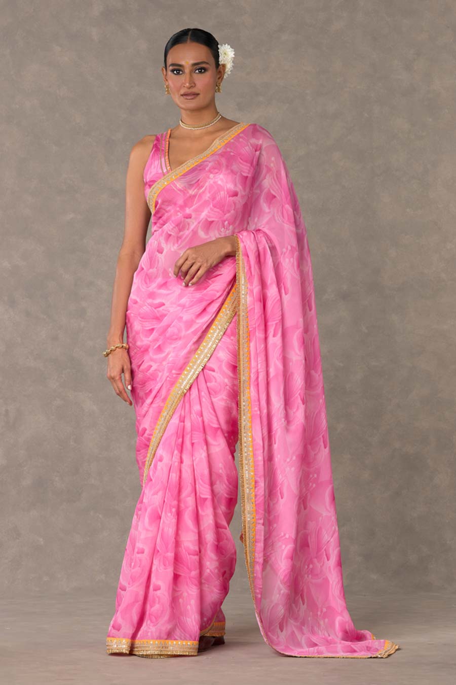 Pink Bloomerang Printed Saree with Blouse Piece