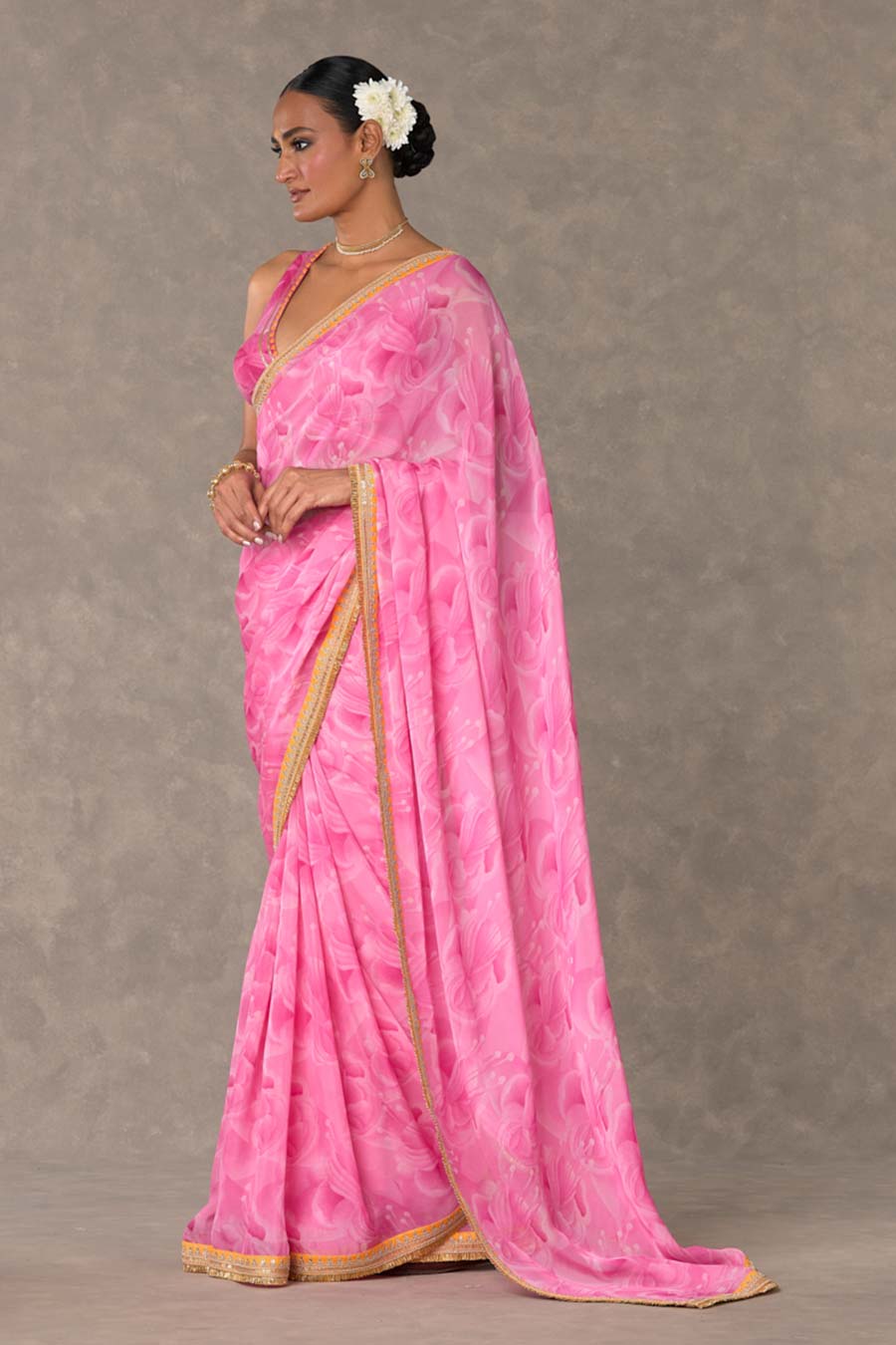 Pink Bloomerang Printed Saree with Blouse Piece