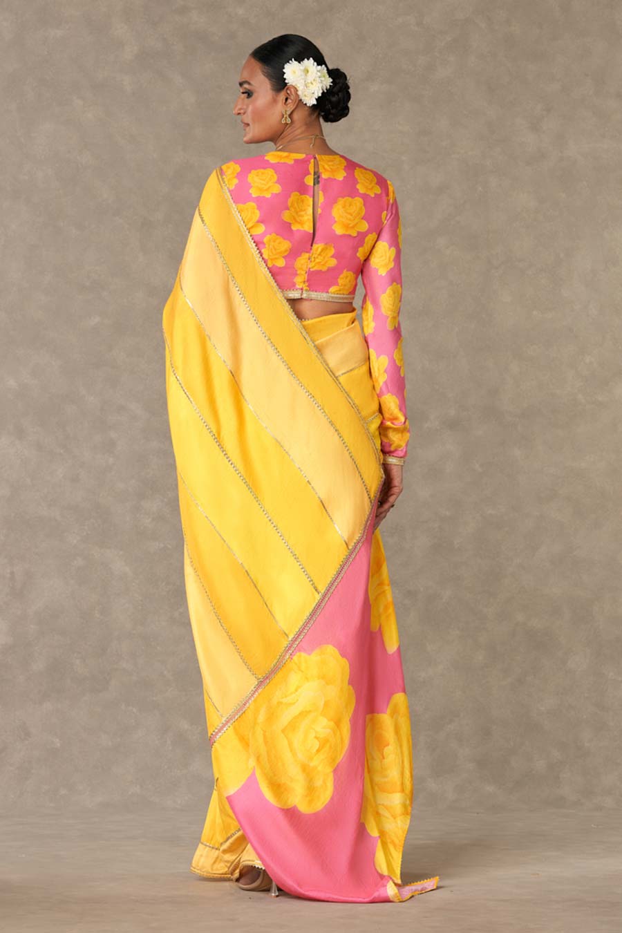 Yellow Kasata Embroidered Saree with Blouse Piece