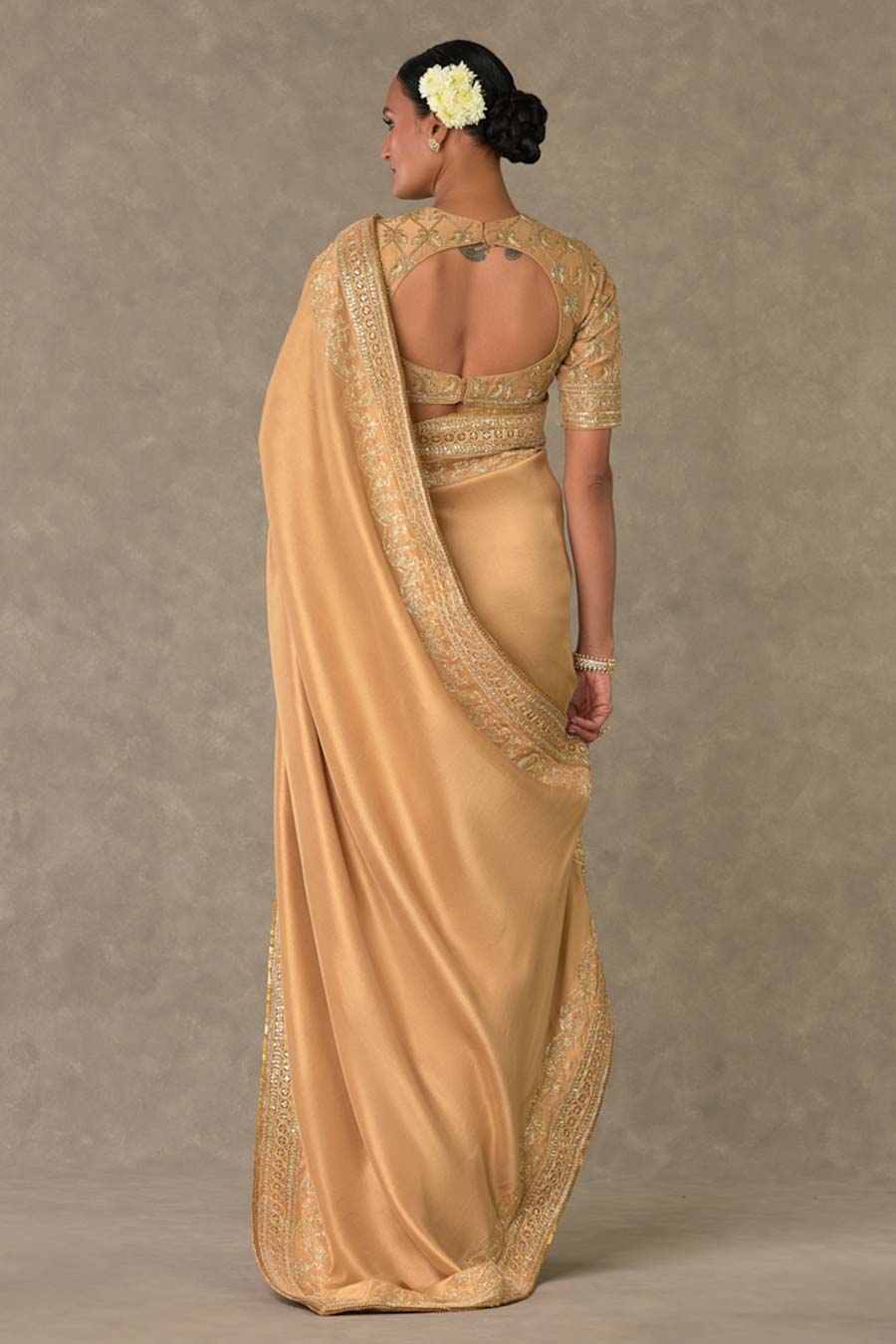 Beige Madakal-Chidiya Embroidered Saree