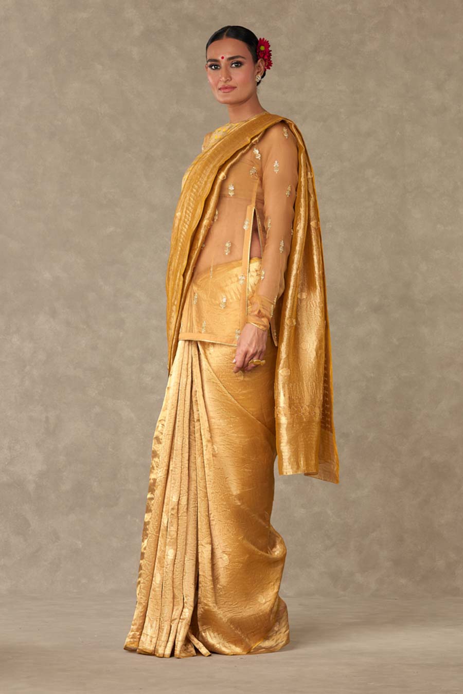 Golden Yellow Sunehri Saree with Kurta