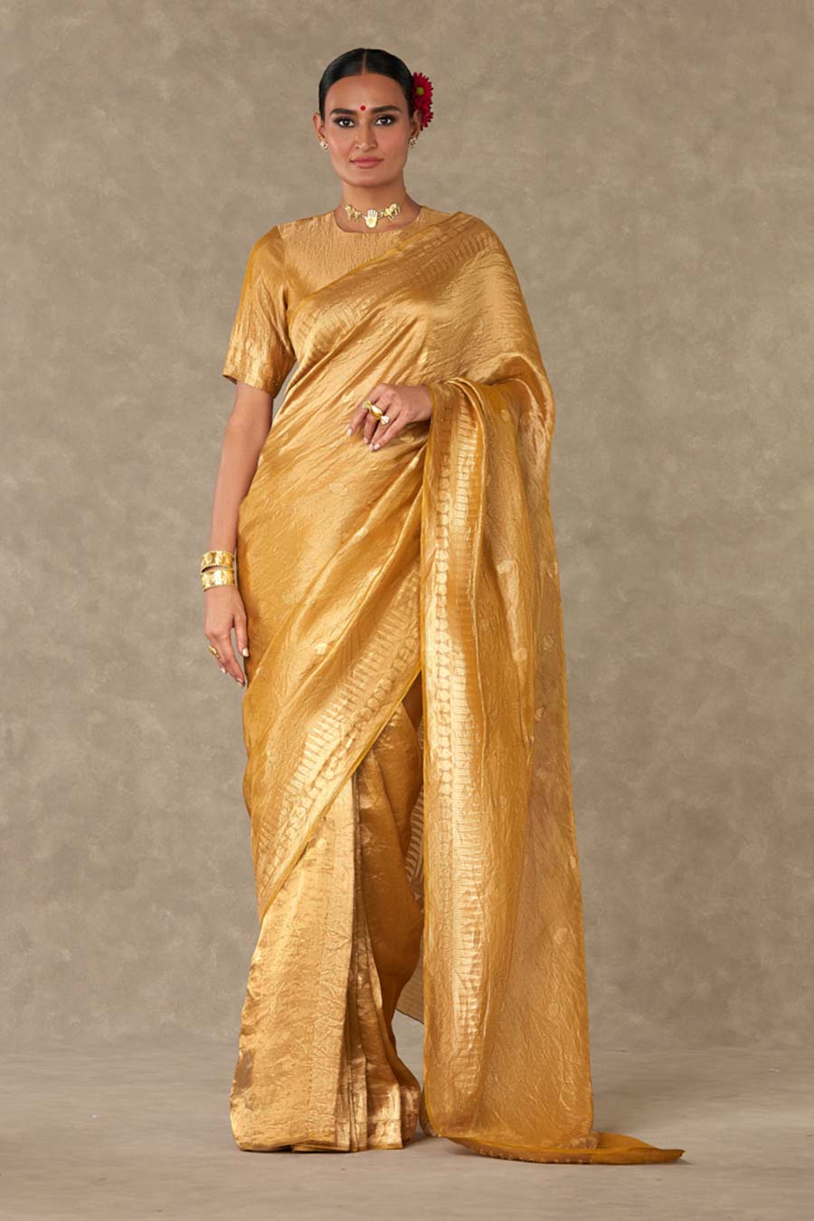 Golden Yellow Sunehri Saree with Blouse Piece