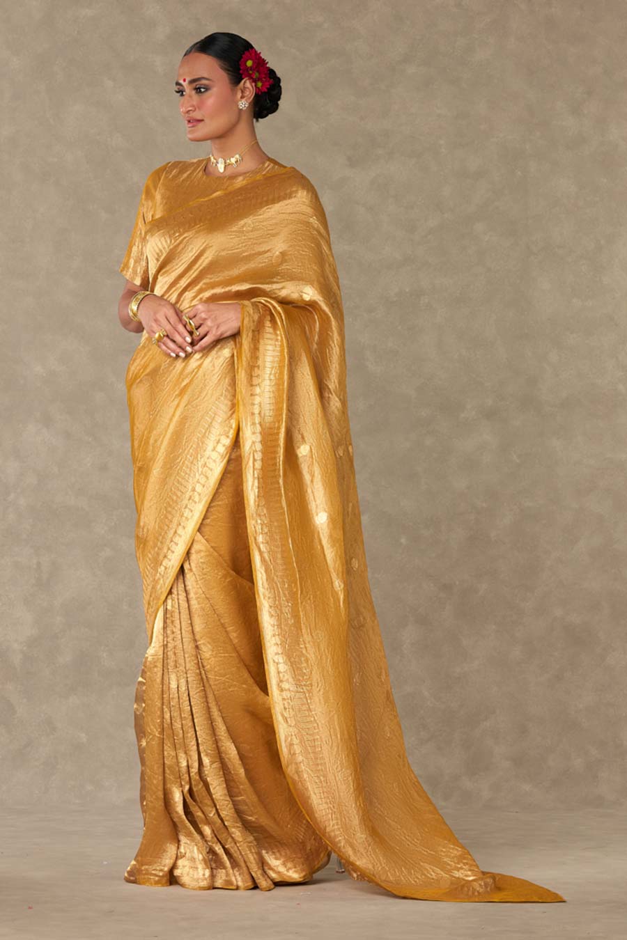 Golden Yellow Sunehri Saree with Blouse Piece