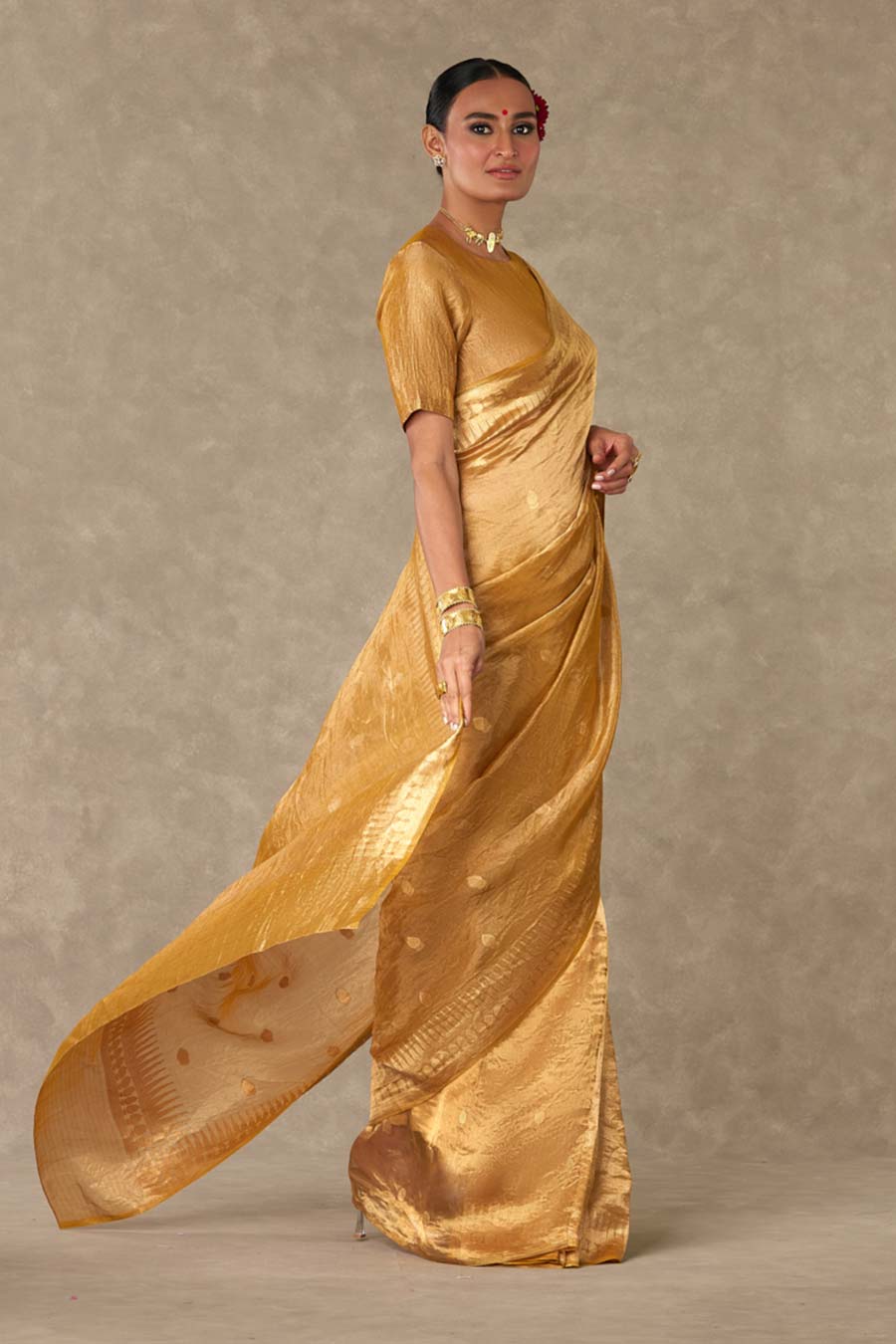 Golden Yellow Sunehri Saree with Blouse Piece