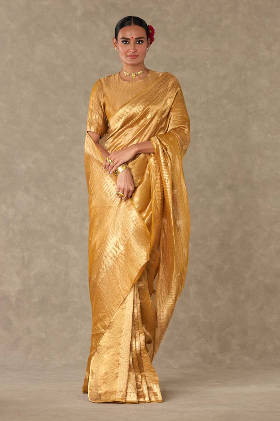 Golden Yellow Sunehri Saree with Blouse Piece