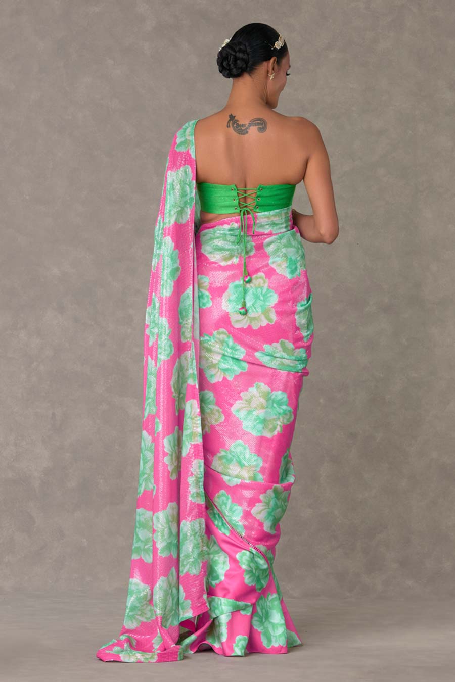 Pink Nurvi Printed Sitara Saree with Blouse Piece