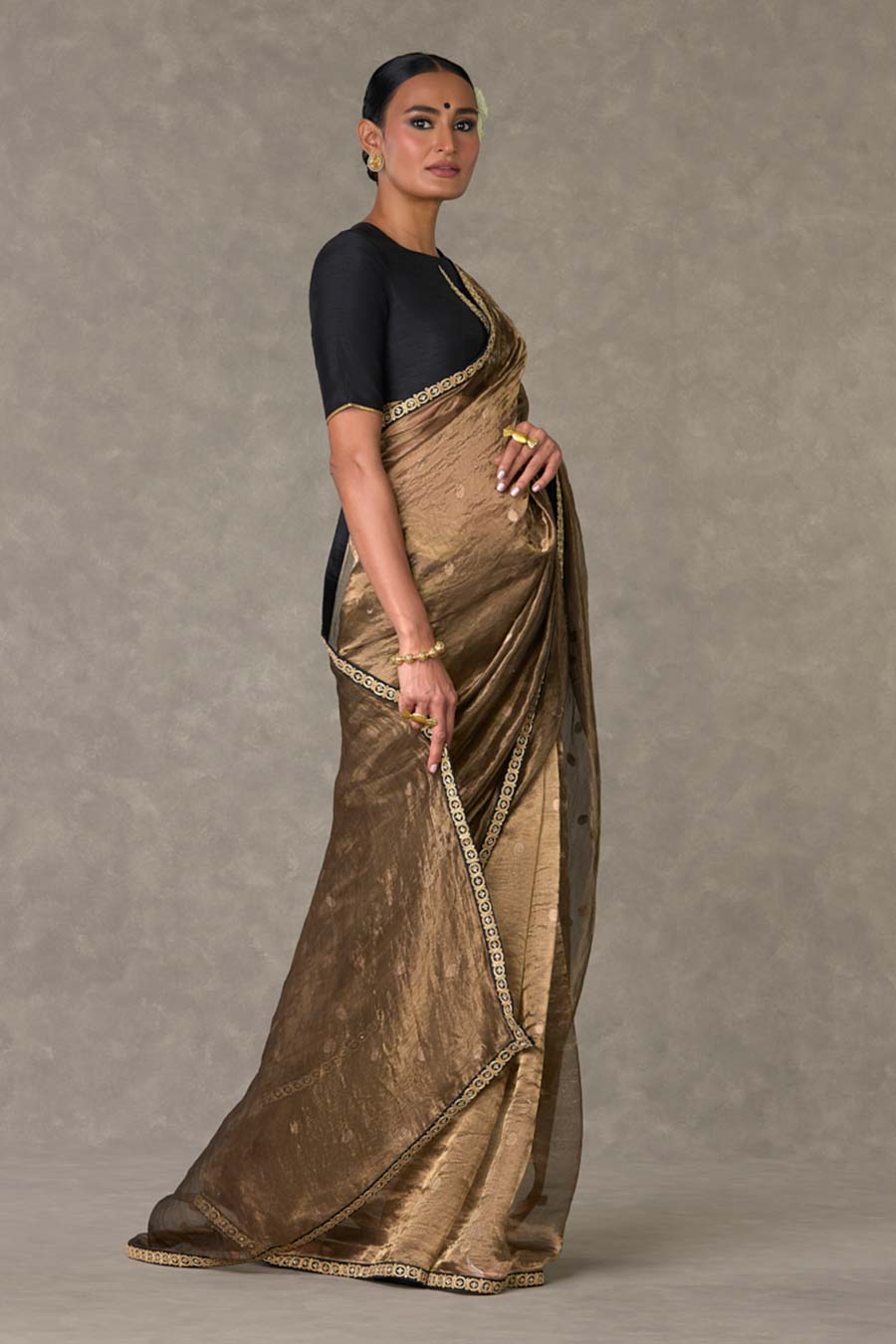 Brown Surma Saree with Blouse Piece