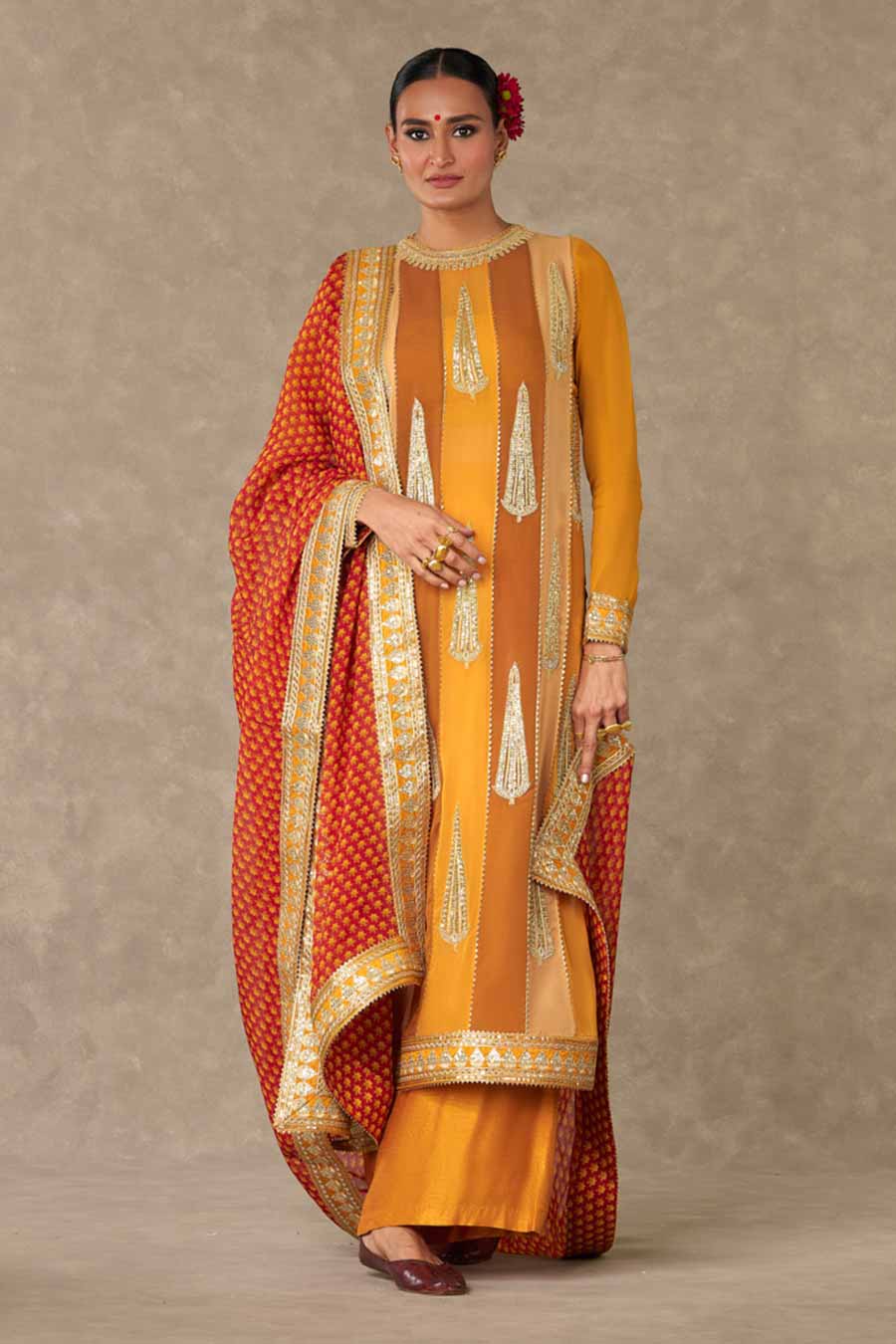 Yellow Sorbet Son-Patti Embroidered Kurta Set