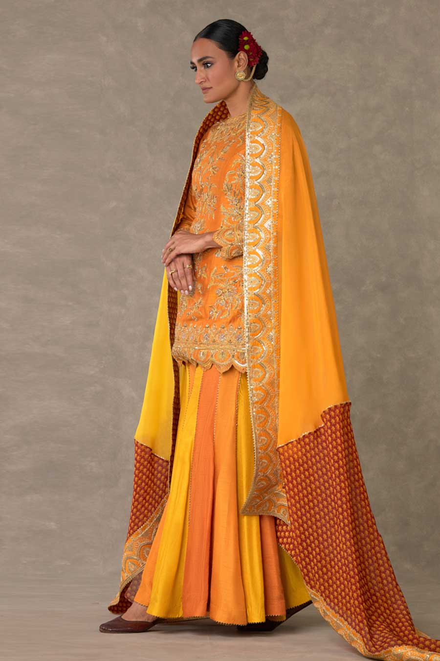 Rust Narangi-Bagh Embroidered Sharara Set