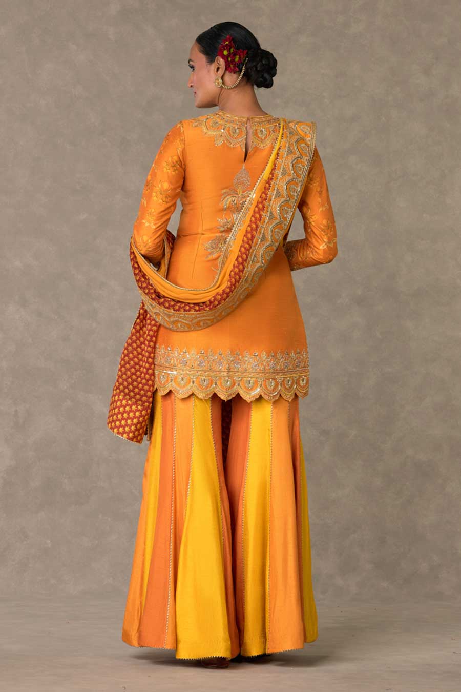 Rust Narangi-Bagh Embroidered Sharara Set