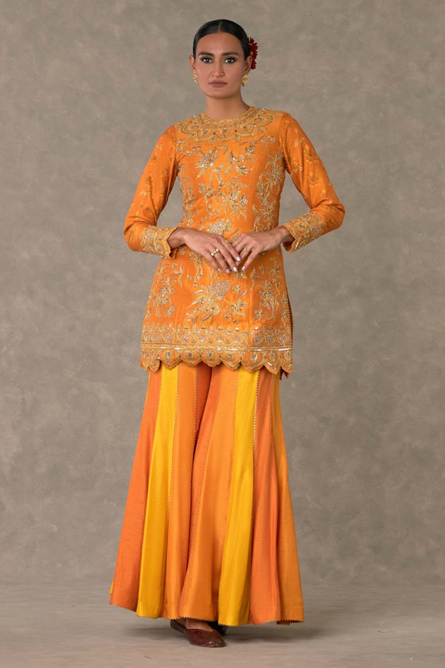 Rust Narangi-Bagh Embroidered Sharara Set
