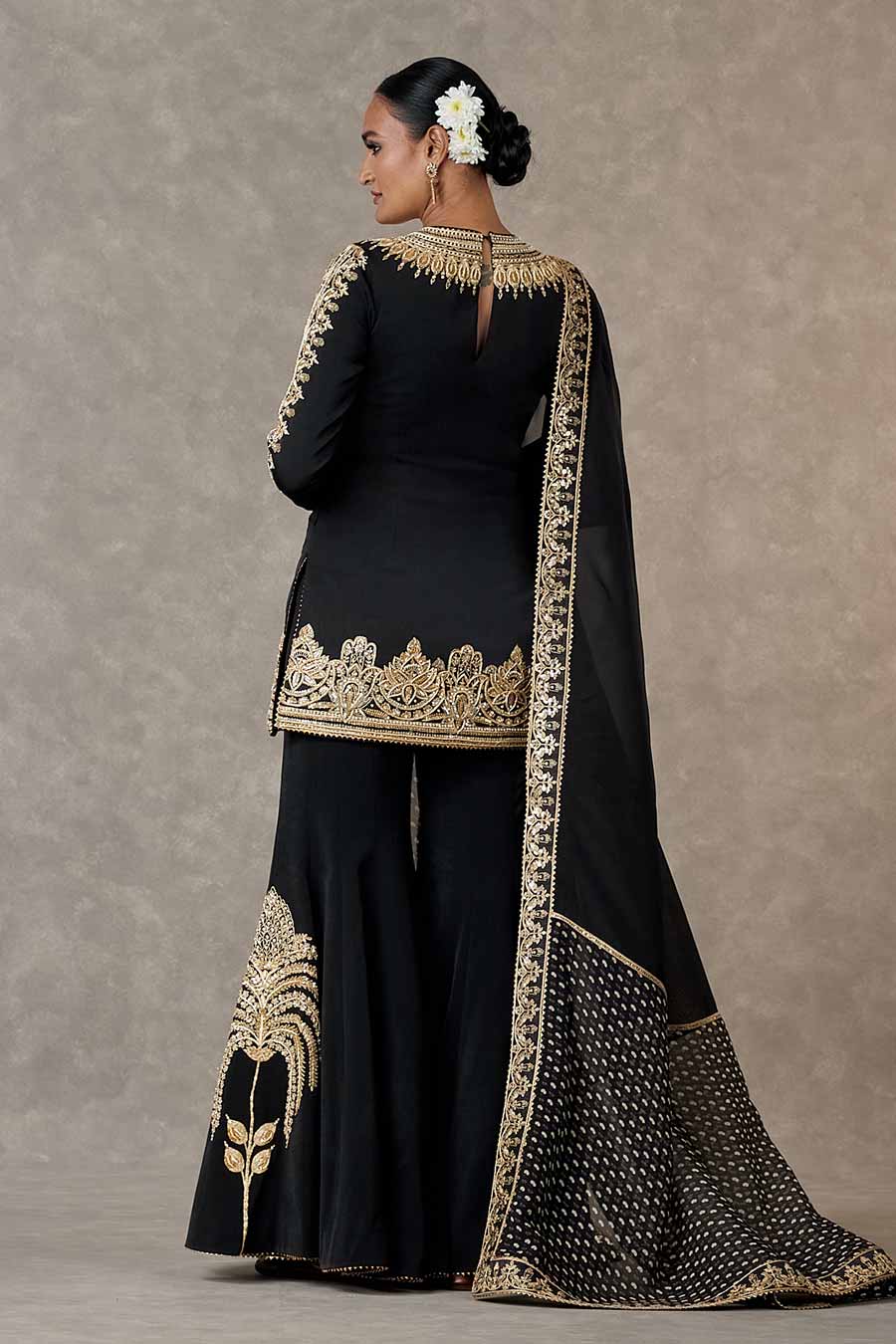 Black Mogra Embroidered Sharara Set