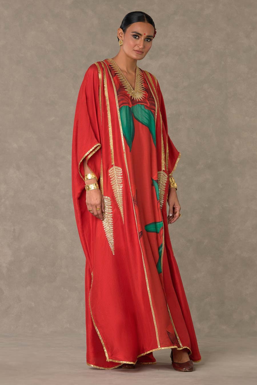 Red Candy Swirl Printed Kaftan